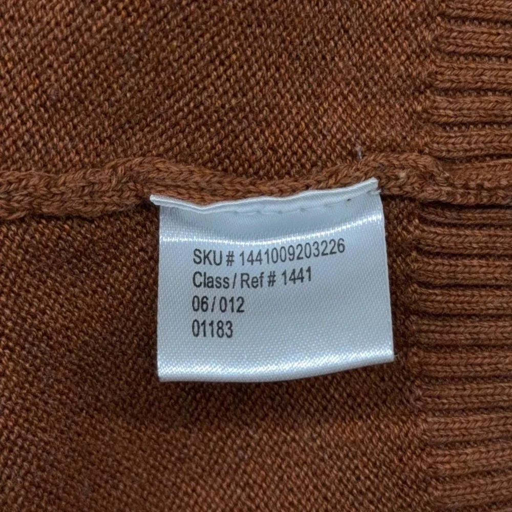Jos A Bank Signature Collection Mens Rust Brown Pima Cotton V-Neck Sweater M